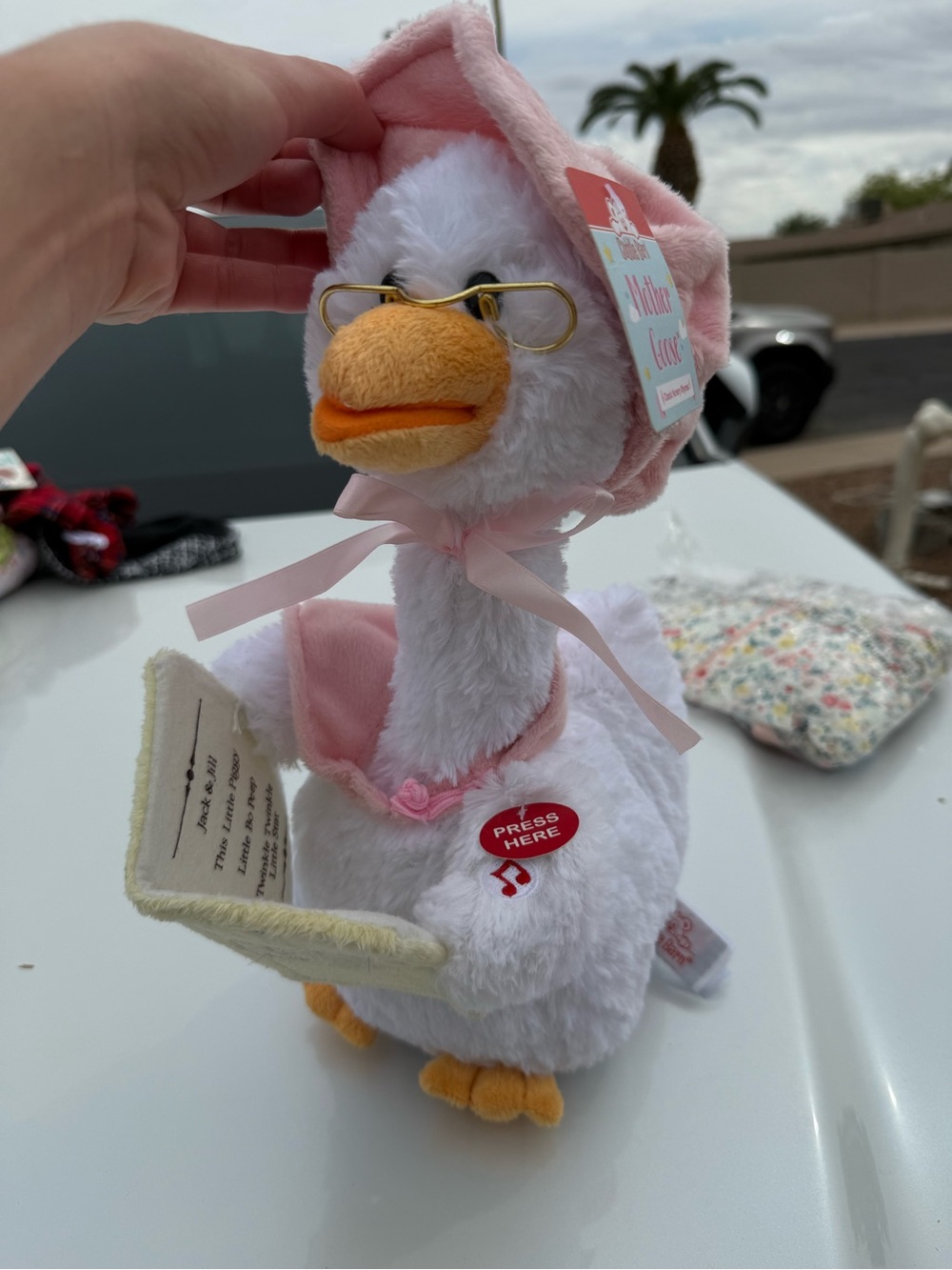 Vintage Pink Plush Storytime Goose - Musical Plush